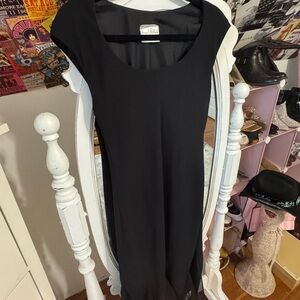 Joseph Ribkoff Black Ribbed Fringed Sheath Dress